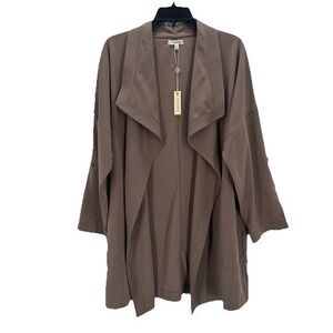 Max Studio Luxury Polyester Blend Cardigan‎ Long Sleeve Light Brown pockets